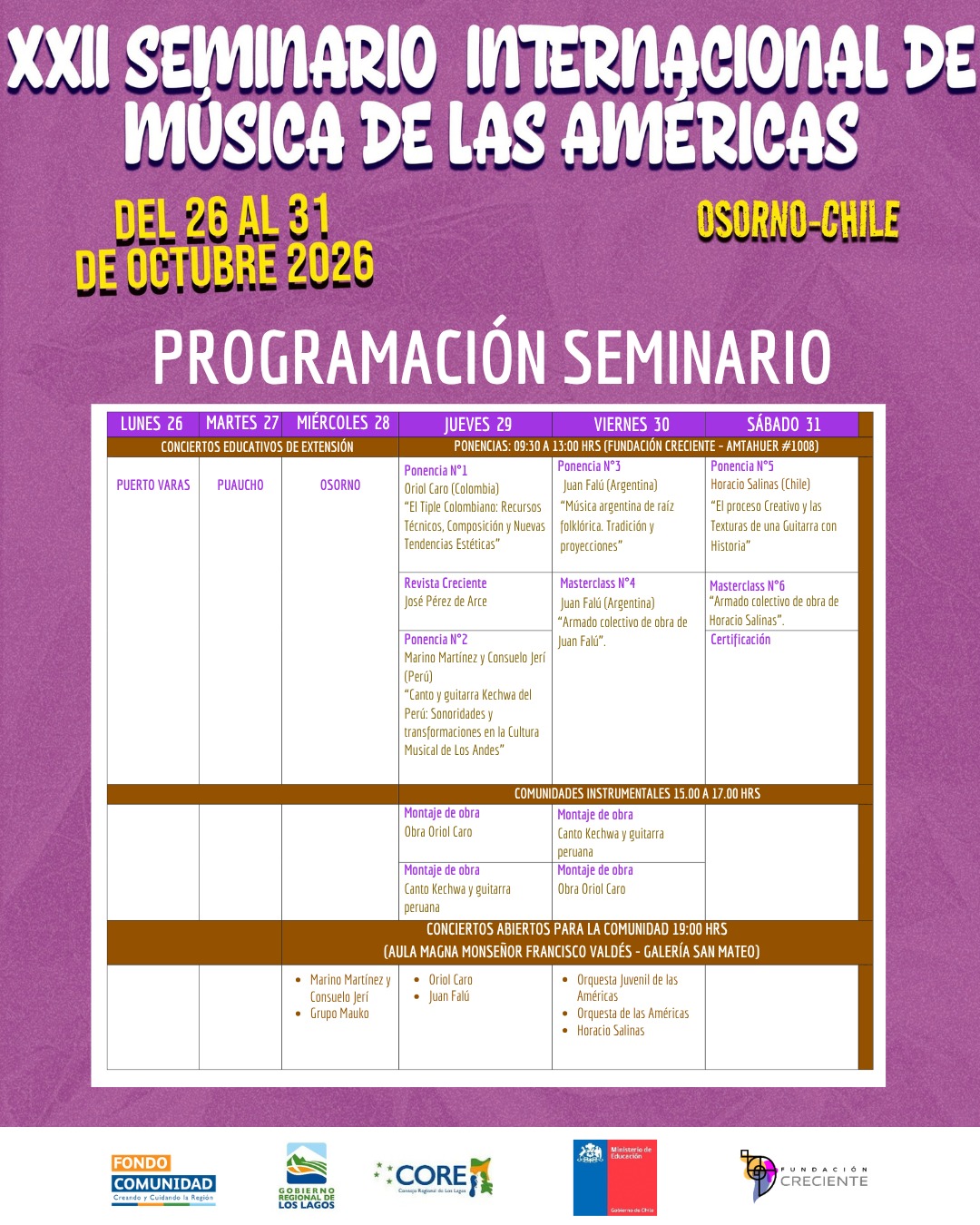 Se viene el Seminario Internacional de Música de las Américas 2026